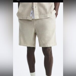 ZARA | beige | VISCOSE - LINEN SHORTS L 32x9 men #52